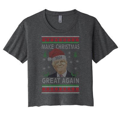 Make Christmas Great Again Funny Trump Ugly Christmas Women's Crop Top Tee