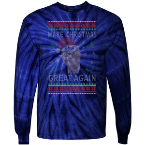 Make Christmas Great Again Funny Trump Ugly Christmas Tie-Dye Long Sleeve Shirt