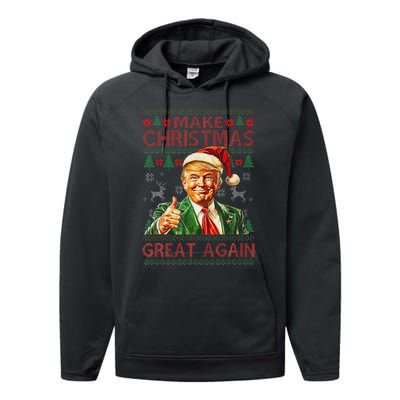 Make Christmas Great Again Funny Trump Santa Hat Xmas Ugly Performance Fleece Hoodie