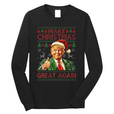 Make Christmas Great Again Funny Trump Santa Hat Xmas Ugly Long Sleeve Shirt