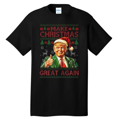 Make Christmas Great Again Funny Trump Santa Hat Xmas Ugly Tall T-Shirt