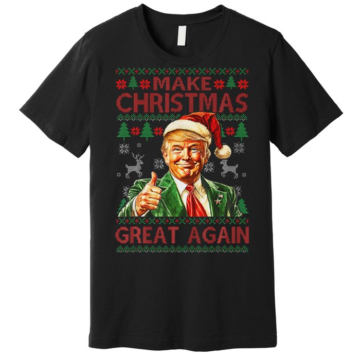 Make Christmas Great Again Funny Trump Santa Hat Xmas Ugly Premium T-Shirt