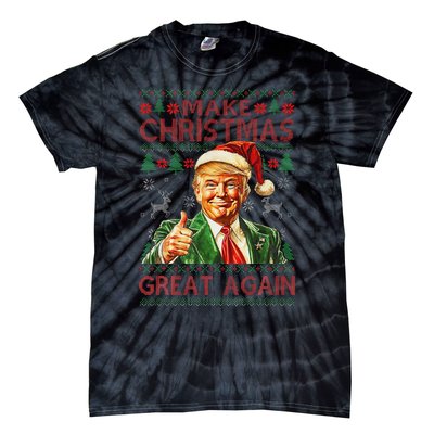 Make Christmas Great Again Funny Trump Santa Hat Xmas Ugly Tie-Dye T-Shirt