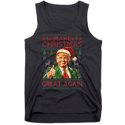 Make Christmas Great Again Funny Trump Santa Hat Xmas Ugly Tank Top