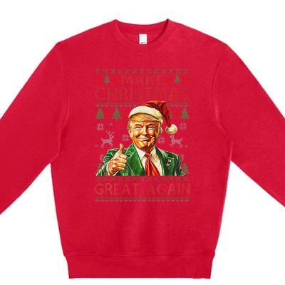 Make Christmas Great Again Funny Trump Santa Hat Xmas Ugly Premium Crewneck Sweatshirt