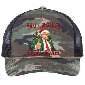 Make Christmas Great Again Funny Santa 2024 Christmas Retro Rope Trucker Hat Cap