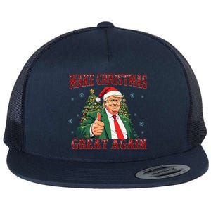 Make Christmas Great Again Funny Santa 2024 Christmas Flat Bill Trucker Hat