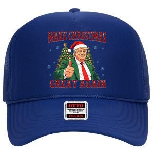 Make Christmas Great Again Funny Santa 2024 Christmas High Crown Mesh Back Trucker Hat