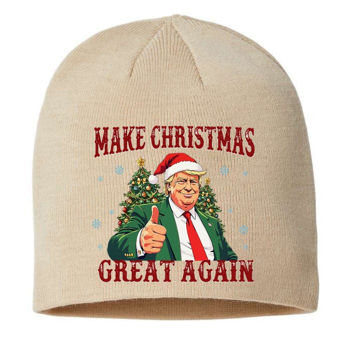 Make Christmas Great Again Funny Santa 2024 Christmas Sustainable Beanie