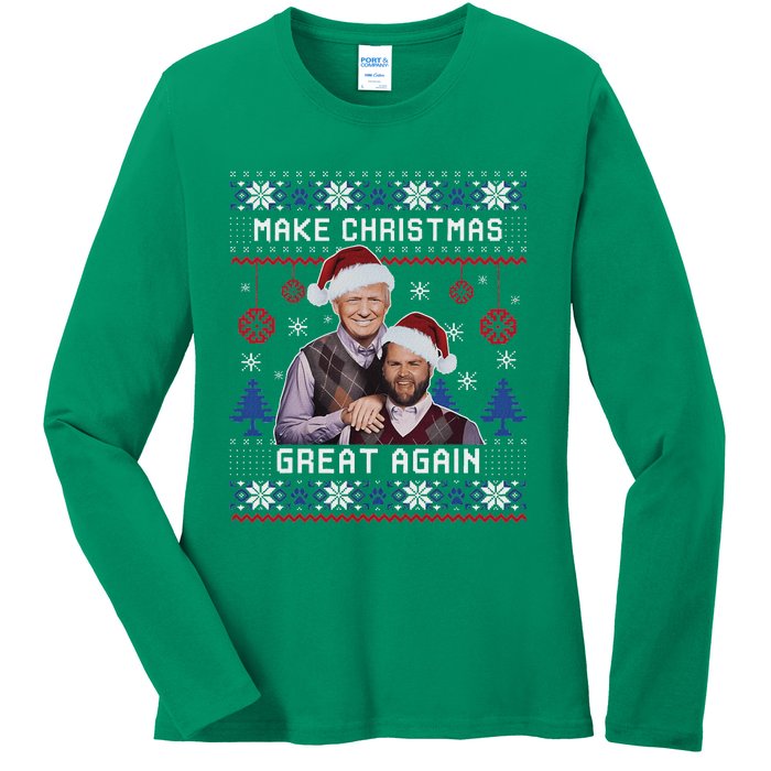 Make Christmas Great Again Trump Vance Ladies Long Sleeve Shirt