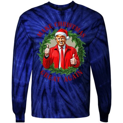 Make Christmas Great Again Donald Trump Maga Tie-Dye Long Sleeve Shirt