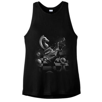 Monochrome Chess Game Graphic Classic Strategy Design Gift Ladies PosiCharge Tri-Blend Wicking Tank