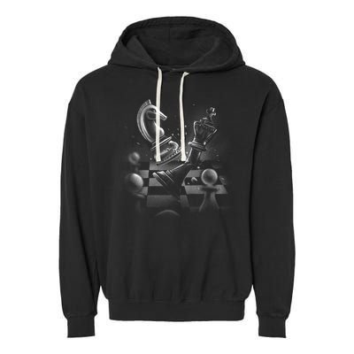 Monochrome Chess Game Graphic Classic Strategy Design Gift Garment-Dyed Fleece Hoodie