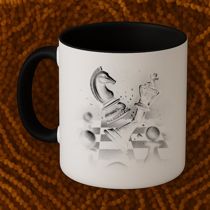 Monochrome Chess Game Graphic Classic Strategy Design Gift Mug