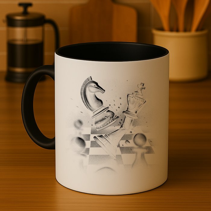 Monochrome Chess Game Graphic Classic Strategy Design Gift Mug