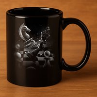 Monochrome Chess Game Graphic Classic Strategy Design Gift 11oz C Handle Ceramic Mug