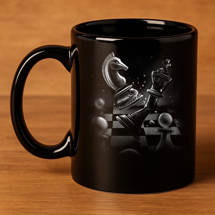 Monochrome Chess Game Graphic Classic Strategy Design Gift 11oz C Handle Ceramic Mug