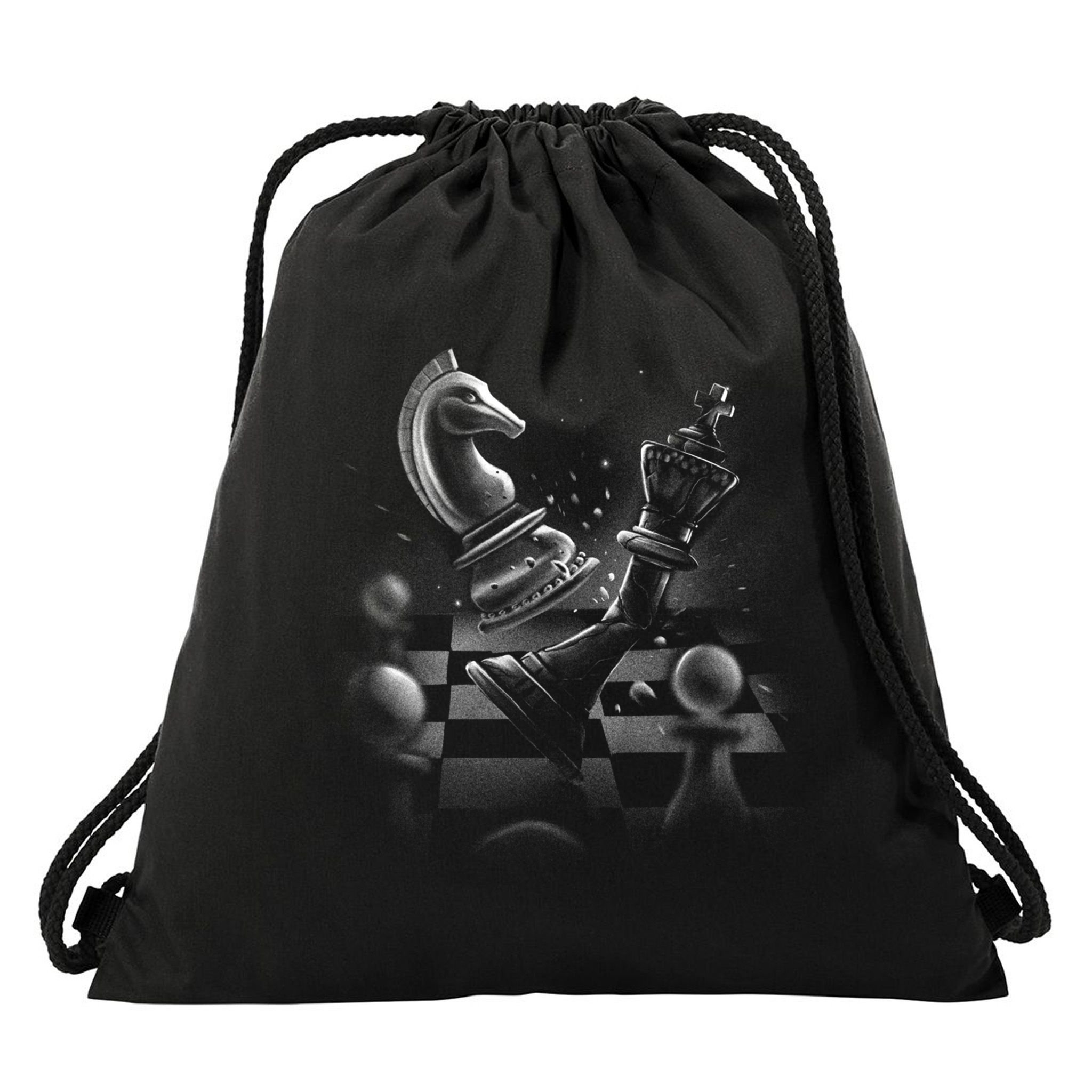 Monochrome Chess Game Graphic Classic Strategy Design Gift Drawstring Bag