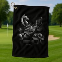 Monochrome Chess Game Graphic Classic Strategy Design Gift Golf Towel
