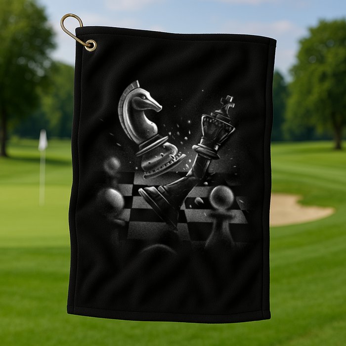 Monochrome Chess Game Graphic Classic Strategy Design Gift Golf Towel