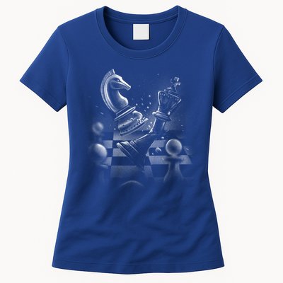 Monochrome Chess Game Graphic Classic Strategy Design Gift Womens T-Shirt
