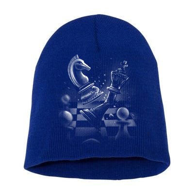 Monochrome Chess Game Graphic Classic Strategy Design Gift Short Acrylic Beanie
