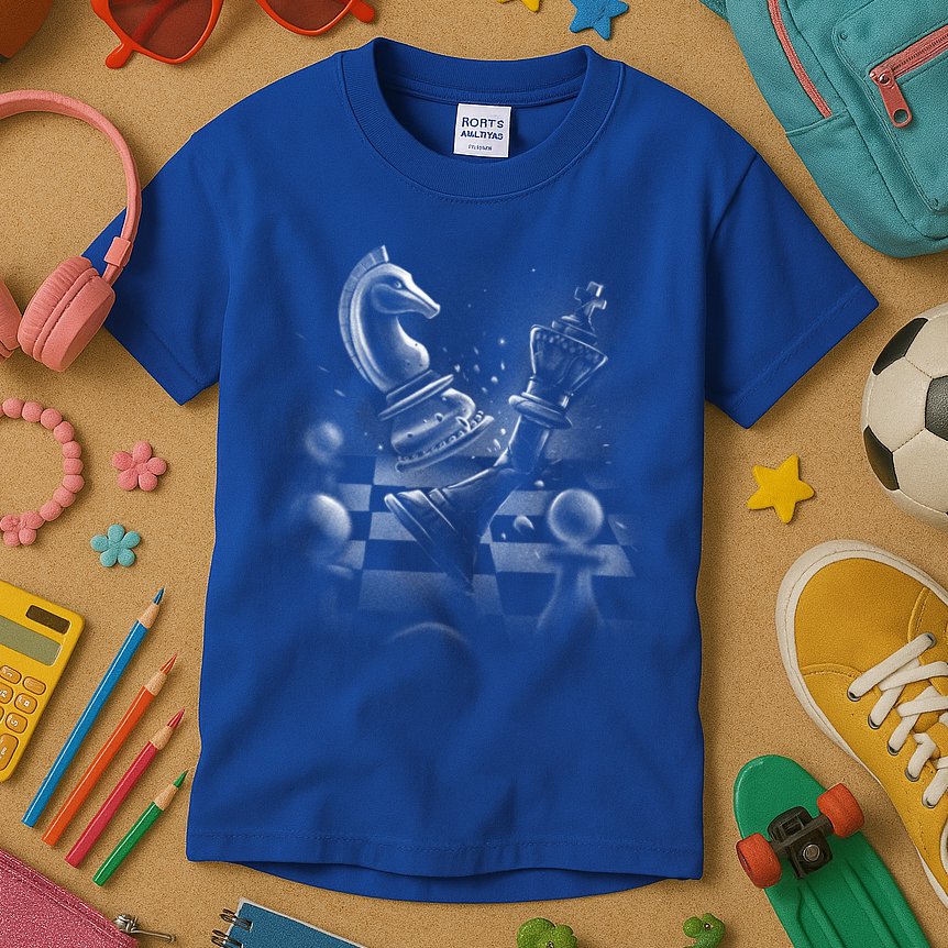 Monochrome Chess Game Graphic Classic Strategy Design Gift Kids T-Shirt
