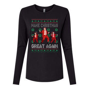 Make Christmas Great Again Santa Trump Dance Ugly Sweater Womens Cotton Relaxed Long Sleeve T-Shirt