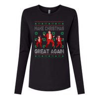 Make Christmas Great Again Santa Trump Dance Ugly Sweater Womens Cotton Relaxed Long Sleeve T-Shirt