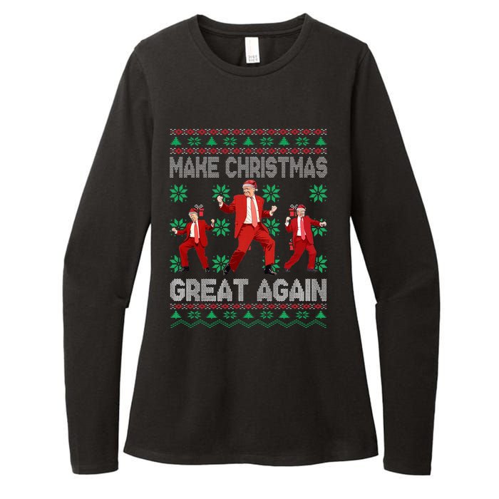 Make Christmas Great Again Santa Trump Dance Ugly Sweater Womens CVC Long Sleeve Shirt