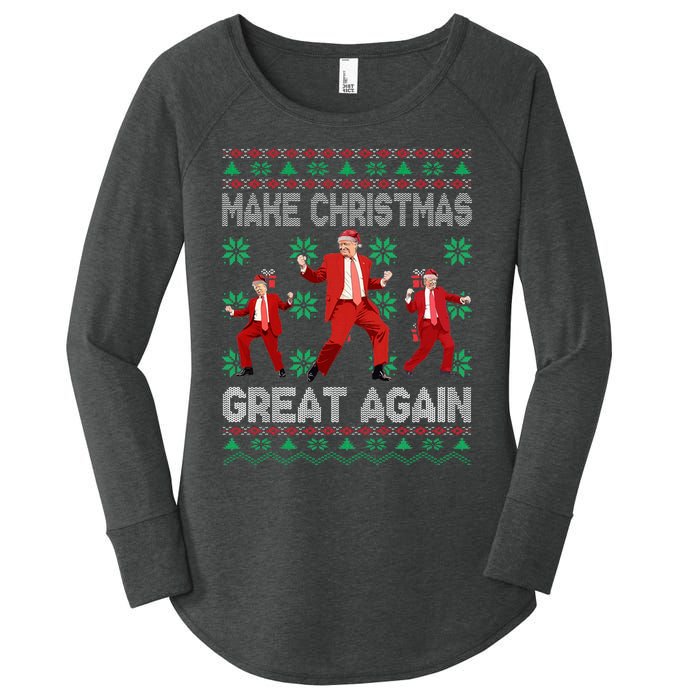 Make Christmas Great Again Santa Trump Dance Ugly Sweater Women's Perfect Tri Tunic Long Sleeve Shirt