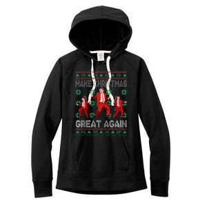 Make Christmas Great Again Santa Trump Dance Ugly Sweater Women's Fleece Hoodie