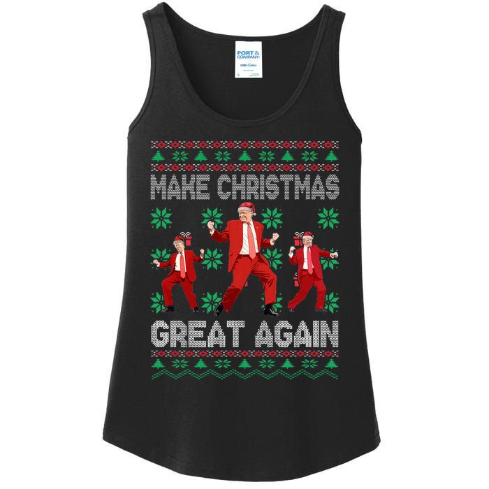 Make Christmas Great Again Santa Trump Dance Ugly Sweater Ladies Essential Tank