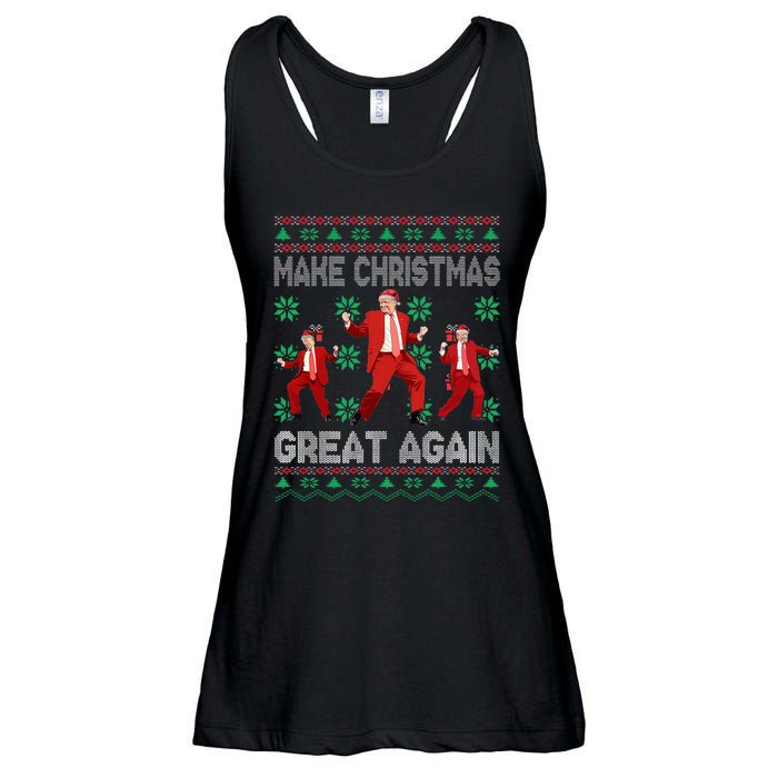 Make Christmas Great Again Santa Trump Dance Ugly Sweater Ladies Essential Flowy Tank