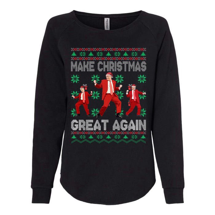 Make Christmas Great Again Santa Trump Dance Ugly Sweater Womens California Wash Sweatshirt