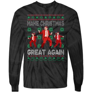 Make Christmas Great Again Santa Trump Dance Ugly Sweater Tie-Dye Long Sleeve Shirt