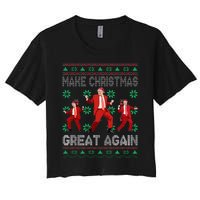 Make Christmas Great Again Santa Trump Dance Ugly Sweater Women's Crop Top Tee