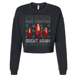 Make Christmas Great Again Santa Trump Dance Ugly Sweater Cropped Pullover Crew