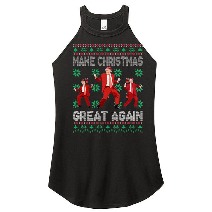 Make Christmas Great Again Santa Trump Dance Ugly Sweater Women's Perfect Tri Rocker Tank