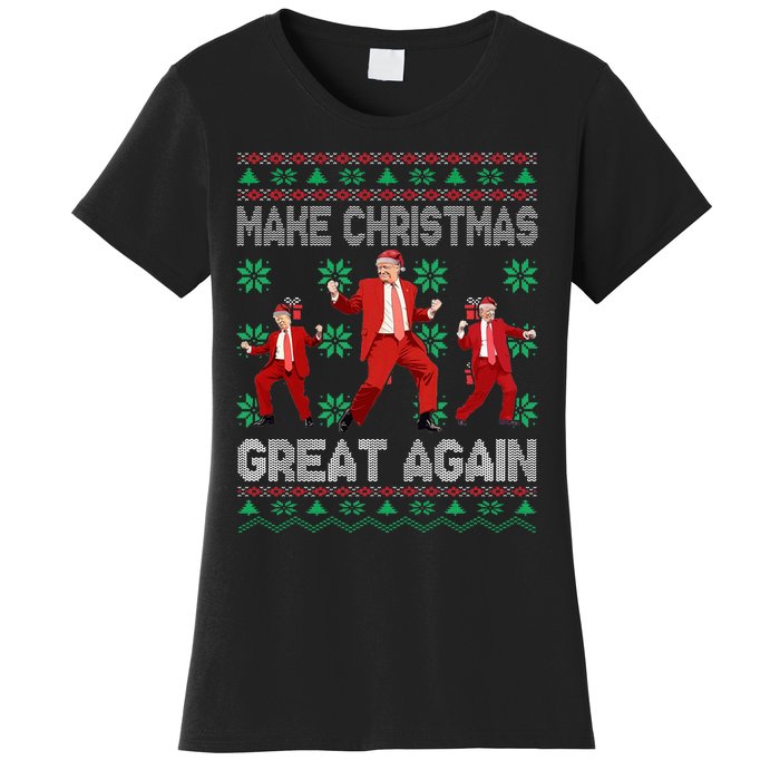 Make Christmas Great Again Santa Trump Dance Ugly Sweater Women's T-Shirt