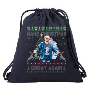 Make Christmas Great Again Ugly Sweaters Trump 4547 (Back) Drawstring Bag