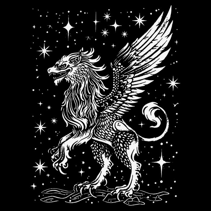 Mystical Creepy Gryphon Greek Mythical Creature Cropped Pullover Crew