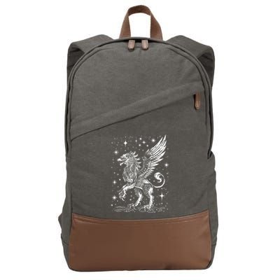 Mystical Creepy Gryphon Greek Mythical Creature Cotton Canvas Backpack