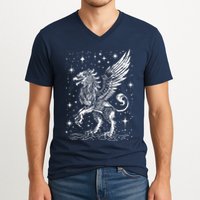 Mystical Creepy Gryphon Greek Mythical Creature V-Neck T-Shirt