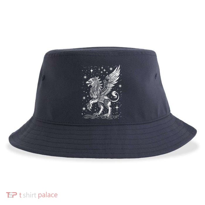 Mystical Creepy Gryphon Greek Mythical Creature Sustainable Bucket Hat