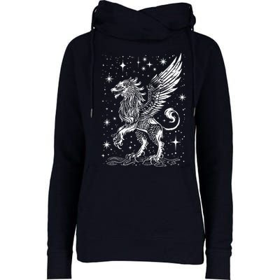 Mystical Creepy Gryphon Greek Mythical Creature Womens Funnel Neck Pullover Hood