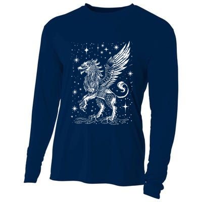 Mystical Creepy Gryphon Greek Mythical Creature Cooling Performance Long Sleeve Crew