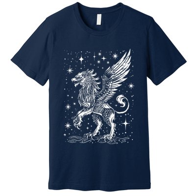 Mystical Creepy Gryphon Greek Mythical Creature Premium T-Shirt