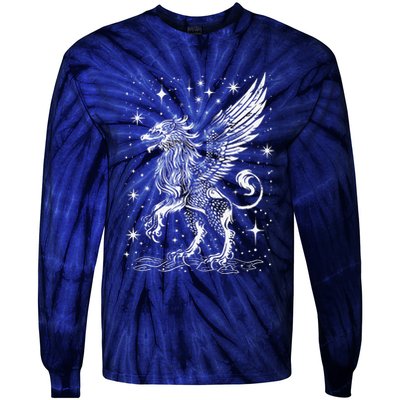 Mystical Creepy Gryphon Greek Mythical Creature Tie-Dye Long Sleeve Shirt