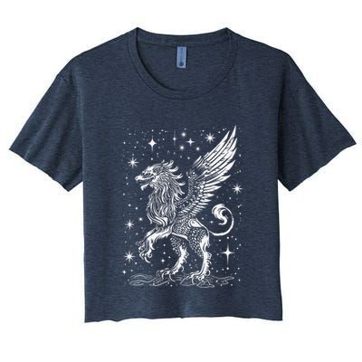 Mystical Creepy Gryphon Greek Mythical Creature Crop Top